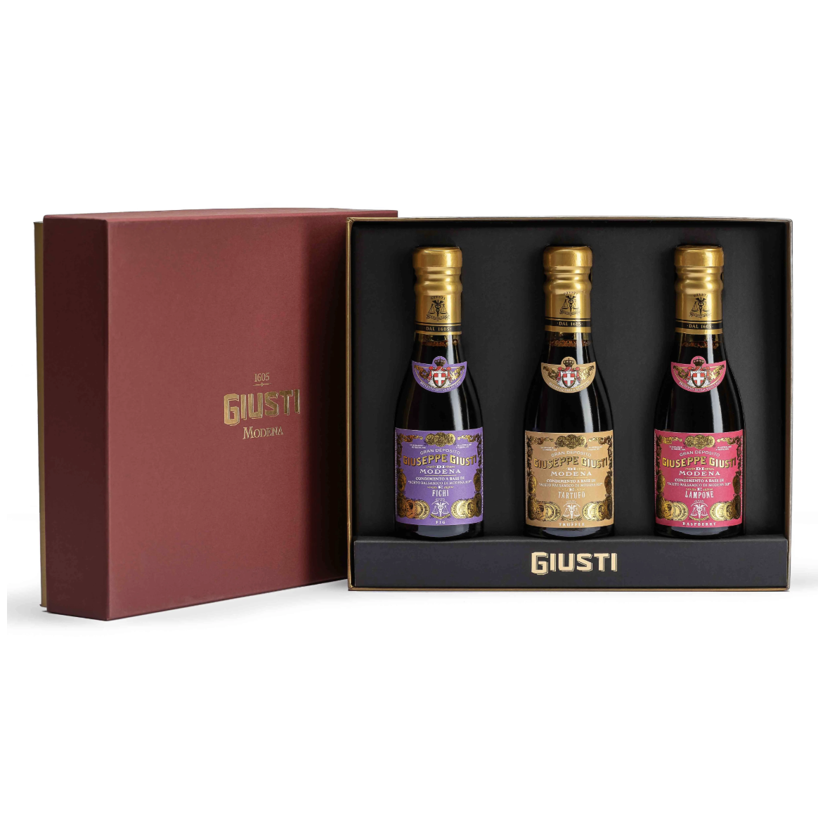 Giuseppe Giusti Truffle, Fig and Raspberry Balsamic Vinegar Gift Box 3x100ml Olives&Oils
