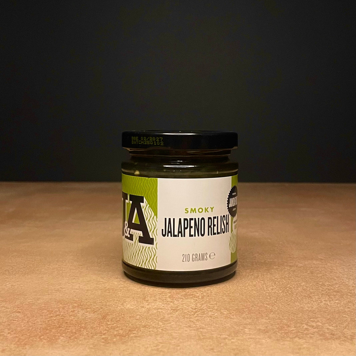 J&A smoky jalapeño relish, 190g jar