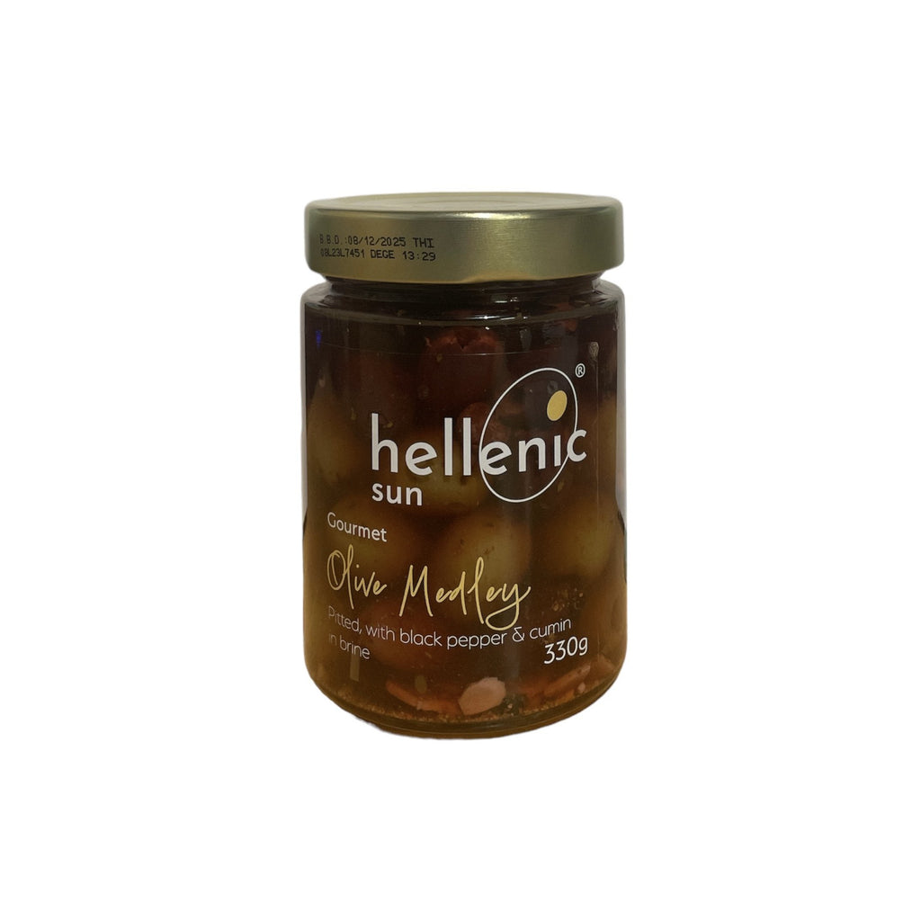 Hellenic Sun Olives with Black Pepper and Cumin 330g Olives&Oils(O&O)