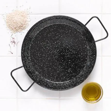 Red-rimmed enamelled steel paella pan for 4 people