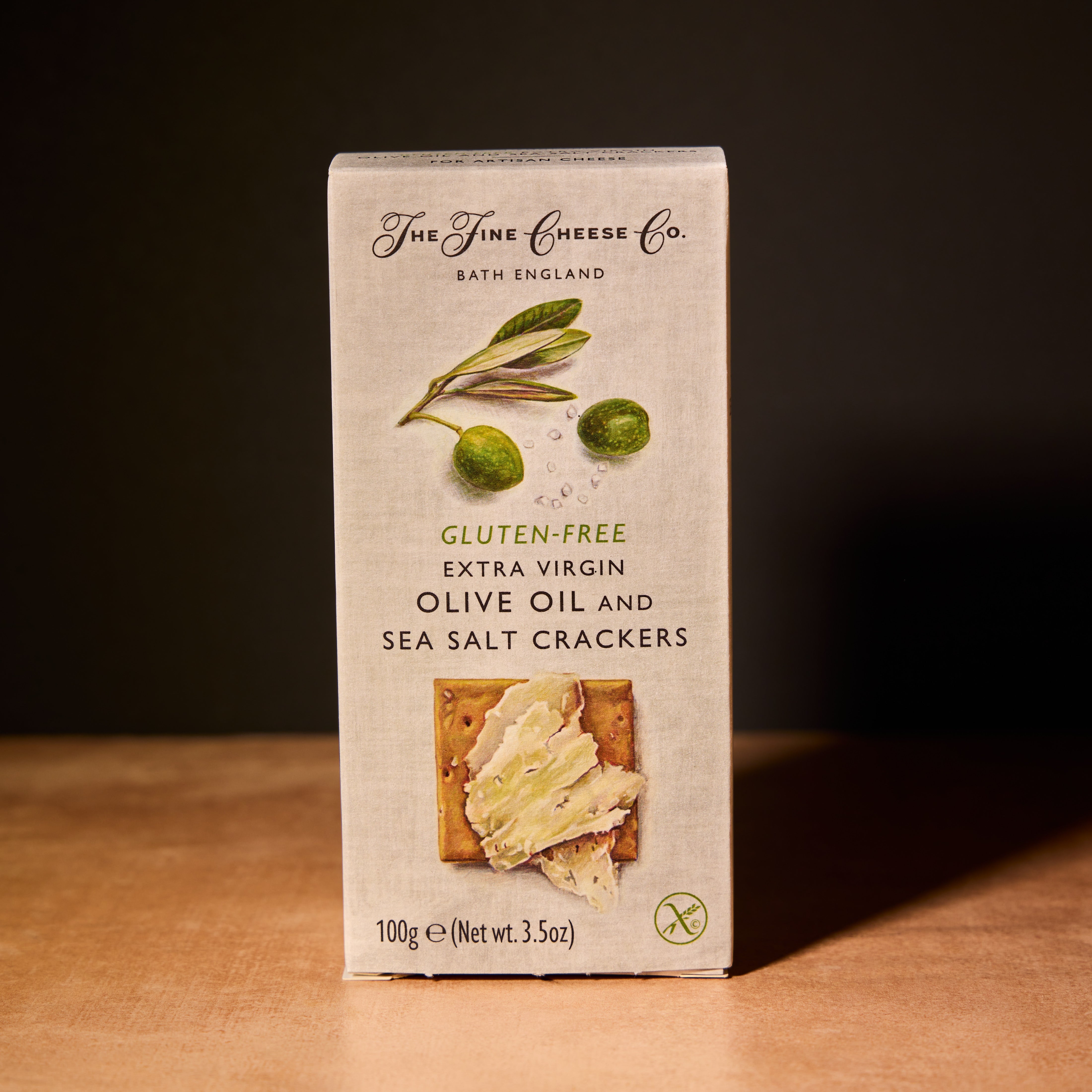 Fine Cheese Co. gluten-free olive oil and sea salt crackers, 100g